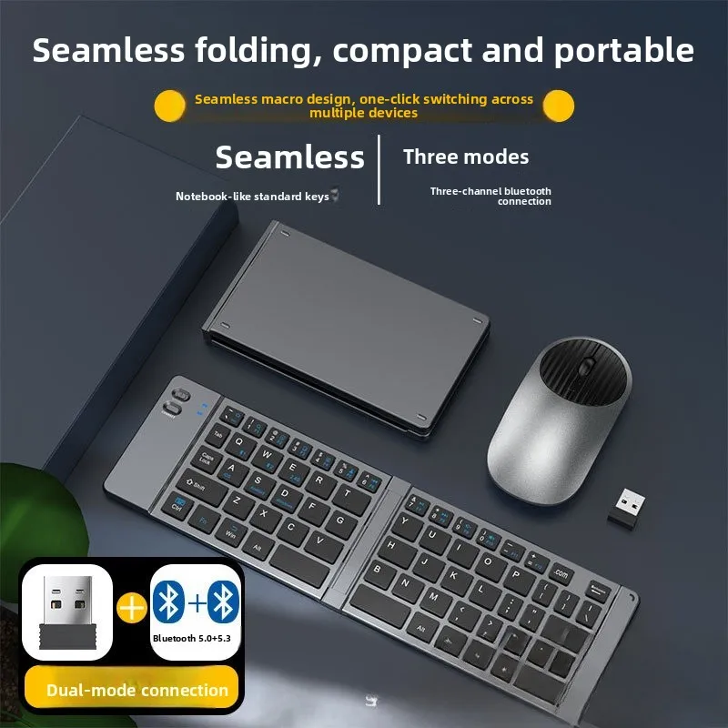 

Складная клавиатура и мышь 2,4G, мини-клавиатура, Bluetooth, беспроводная портативная тонкая складная клавиатура для путешествий, компьютера, ПК, iPad