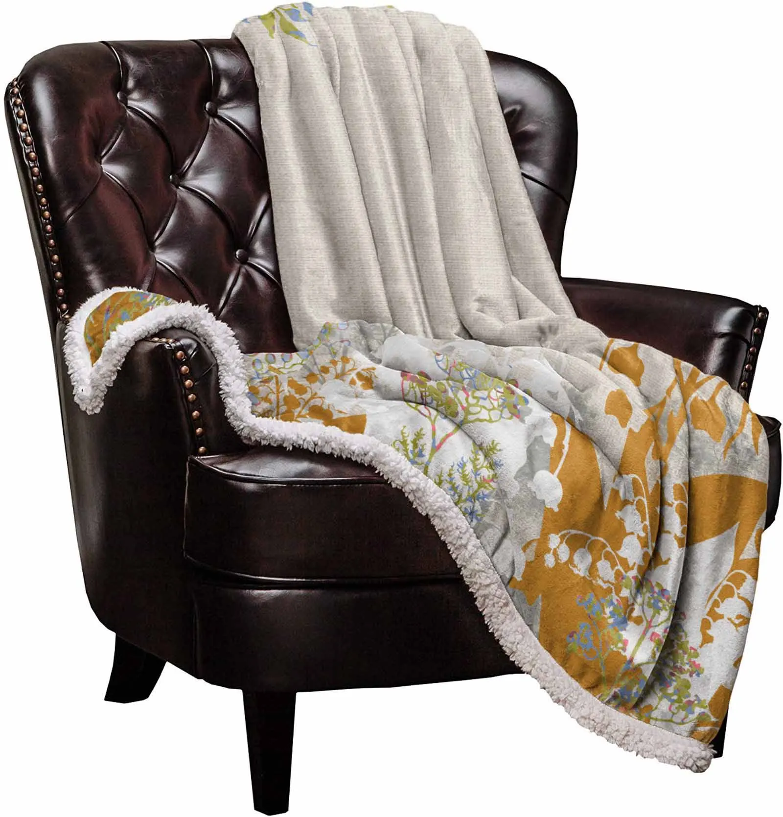 Abstract Lily Of The Valley Flower Cashmere Blanket Warm Winter Soft Throw Blankets for Beds Sofa Wool Blanket Bedspread