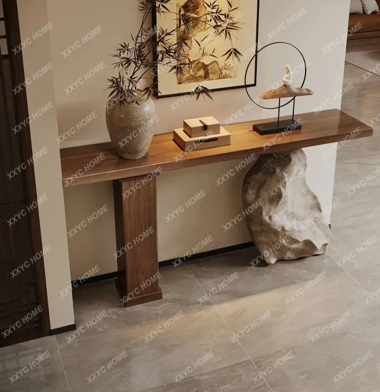 yj7 Medieval style solid wood entrance table against the wall table case simulation stone end view table decorative strip case
