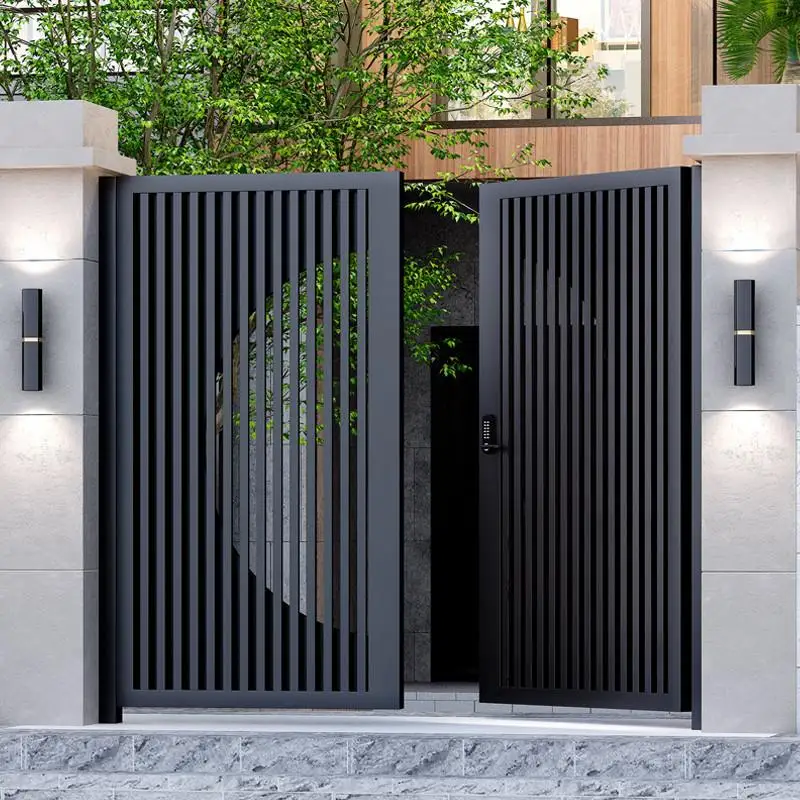 Aluminum alloy villa courtyard door Stainless steel outdoor garden door Wrought iron self-built house Electric folding yard