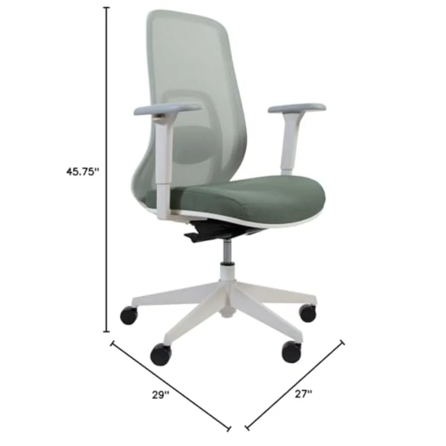 Ascent Ergonomic Desk Chair Cloud White for home office use, premium mesh back and padded seat, cloud white color, lumbar suppo