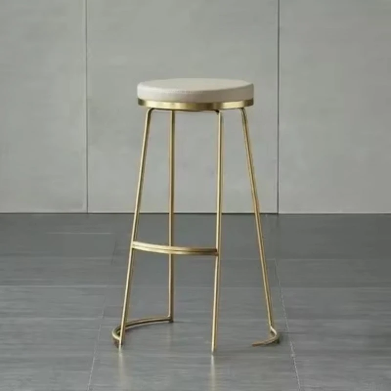 Chaises hautes de bar en métal, chaises de cuisine, mobilier commercial, luxe haut de gamme, moderne, circulaire, pour café, décontracté, doré