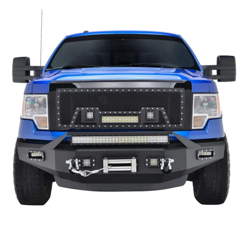 2009-2014 Front Bumper Body Kit Offroad Accessories Pickup Truck Auto Parts with Led LightSteel  for F150