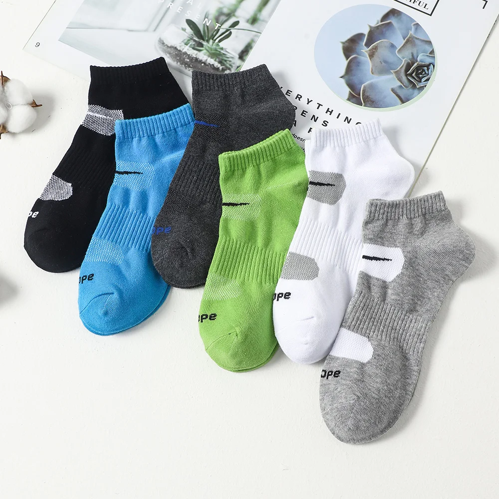 6pairs Men's Short Socks Men's Pure Cotton Ankle Sports Socks Men's Running Mesh Breathable Summer Casual Soft Men's Short Socks