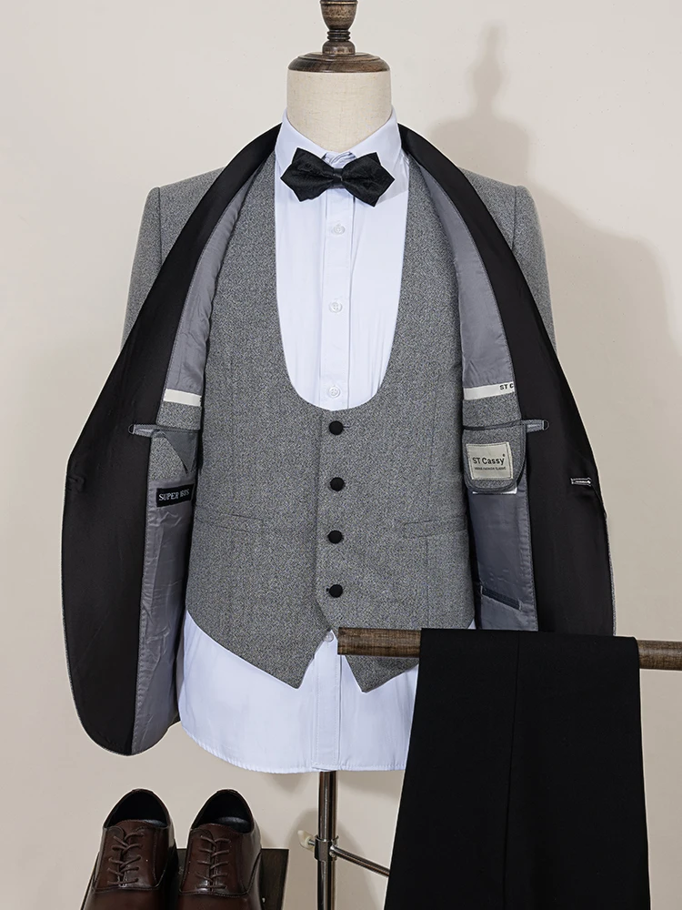 بدلة رجالية أنيقة لحفلات الزفاف والعريس سترة بقصة ضيقة للحفلات الراقصة الليلية