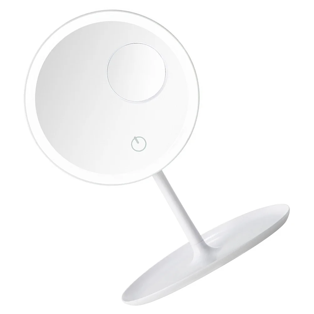 1 Juego de espejo de maquillaje con luz LED, tocador de mesa, espejo de escritorio blanco, perfecto para tocador, dormitorio, baño
