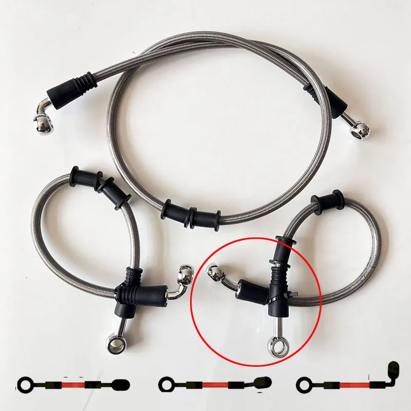 

Customized Motorcycle Hydraulic Brake Hose Line Banjo M10 0° 28° 90° assembly angle 90° Racing Scooter AN3 Brake Clutch Oil Pipe