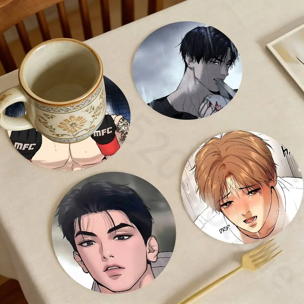 

Classic Comic J-Joo Jaekyung Wooden Cup Coaster Tea Coffee Beverage Colour Printing Cup Mat Home Restaurant Decorations