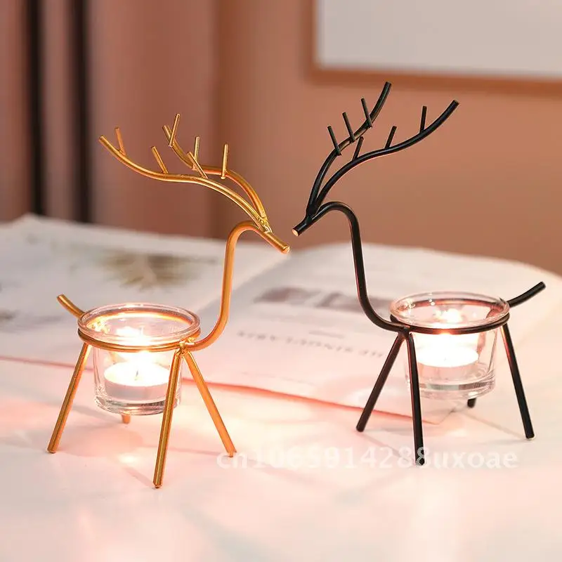 

Modern Iron Candlestick Romantic Retro Home Dining Table Candle Light Dinner Decorative Candlestick Ornaments
