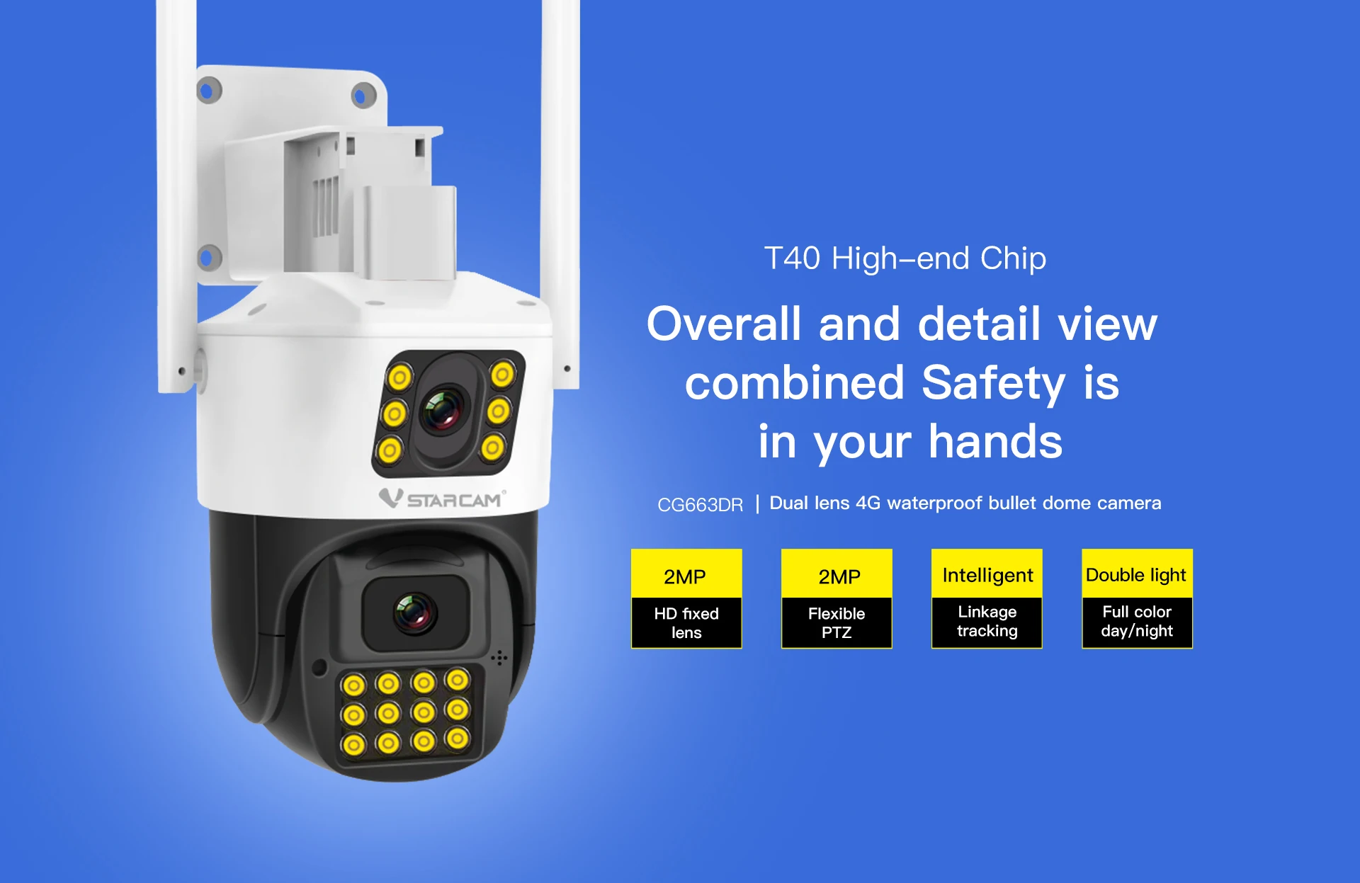 Vstarcam CG663DR 2MP 1080P Dual Lens 4G/WIFI IP Dome Camera AI Humanoid Detection Full Color Security CCTV Intercom Baby Monitor