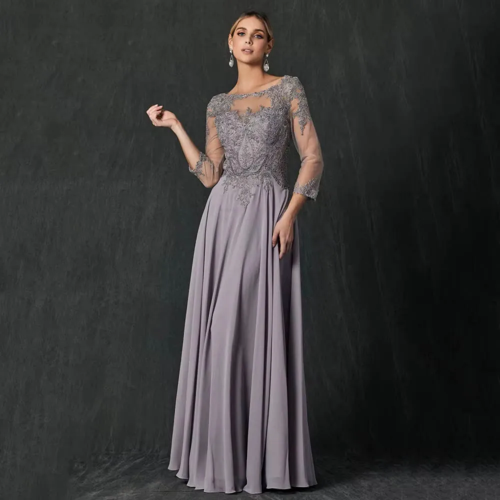 فساتين أم بسيطة مخصصة برقبة على شكل V أنيقة بأكمام طويلة وطول منتصف الساق على شكل حرف A فساتين حفلات الزفاف الرسمية