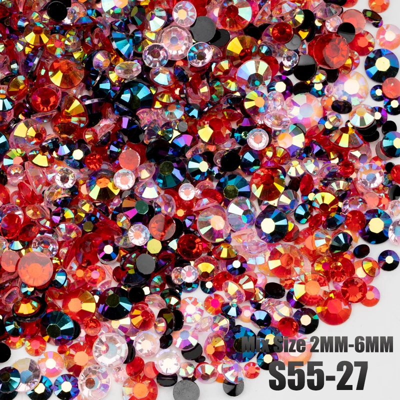VDD 30/100g Neue Mischgröße 2-6mm Harz-Strasssteine Kristallfarbe AB Flache Rückseite für DIY-Bastelarbeiten, Nagelkunst-Dekorationen, Großhandel – Detail 32