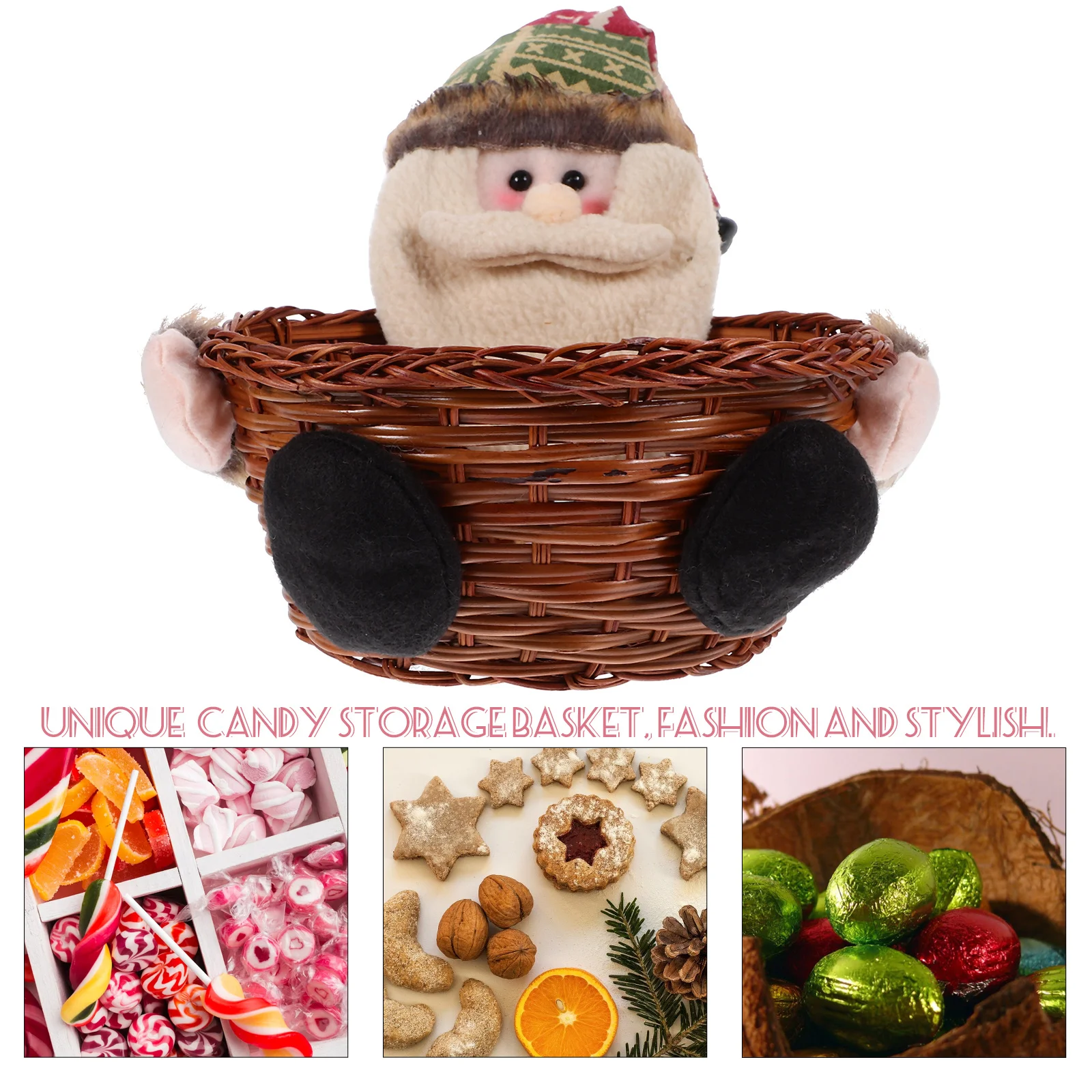 

Candy Storage Basket Christmas Gift Holder Xmas Decorative Bin for Holiday Home Party Candy Storage Basket