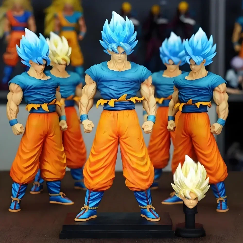 

32cm/12.6in Anime Dragon Ball Z Character Super Saiyan Goku Double Head PVC Action Figure Figurine Model Collection Decoration