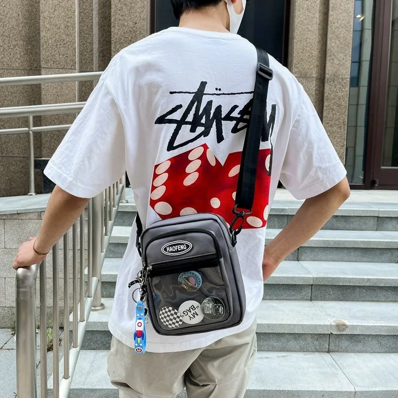 

Hong Kong style trend casual bag, backpack, boy, middle and high school students, street retro overalls, crossbody bag, shoulder