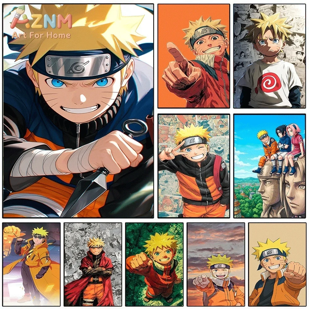 Naruto Uzumaki Japanese Anime Canvas Wall Art Print Poster Unframed Canvas Painting Home Bedroom Living Room Wall Decor Gift F