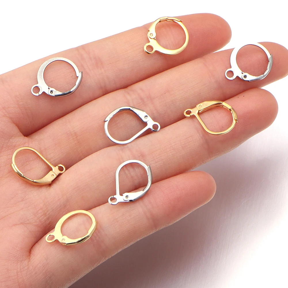 20 Stück/Set Edelstahl-Ohrringhaken, Drahtfassungen, Ohrring-Ringe für Schmuckherstellung, DIY-Ohrring-Zubehör – Detail 4