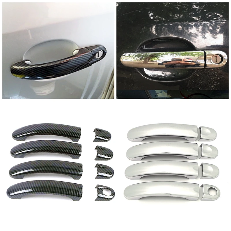 

Silver Carbon Fiber Style For Volkswagen VW Golf 5 MK5 V Car Exterior Door Handles Covers Overlays Protection Catch Cap Stickers