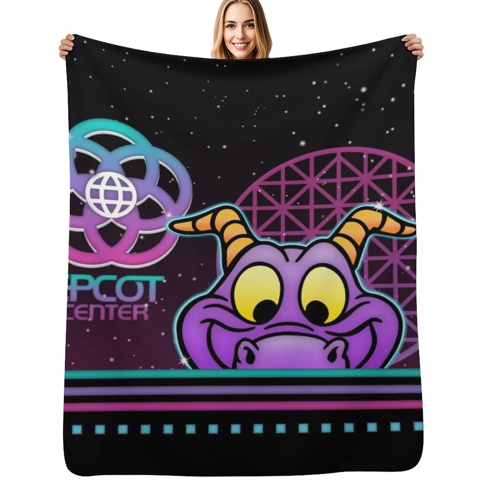 

80's Glow Figment Throw Blanket Stylish Decor Blanket Gift for Friends Roommate