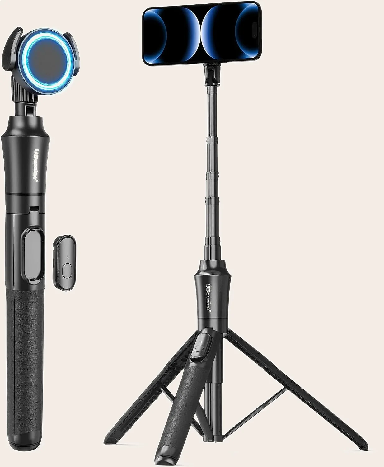 72 Inch Magnetic Phone Tripod with Remote, Extendable Selfie Stick Stand for iPhone Android