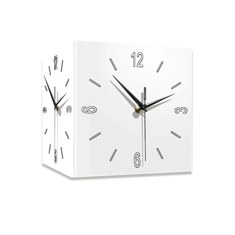 Modern simple living room, double-sided corner wall clock cream wind, no punching household creative clock