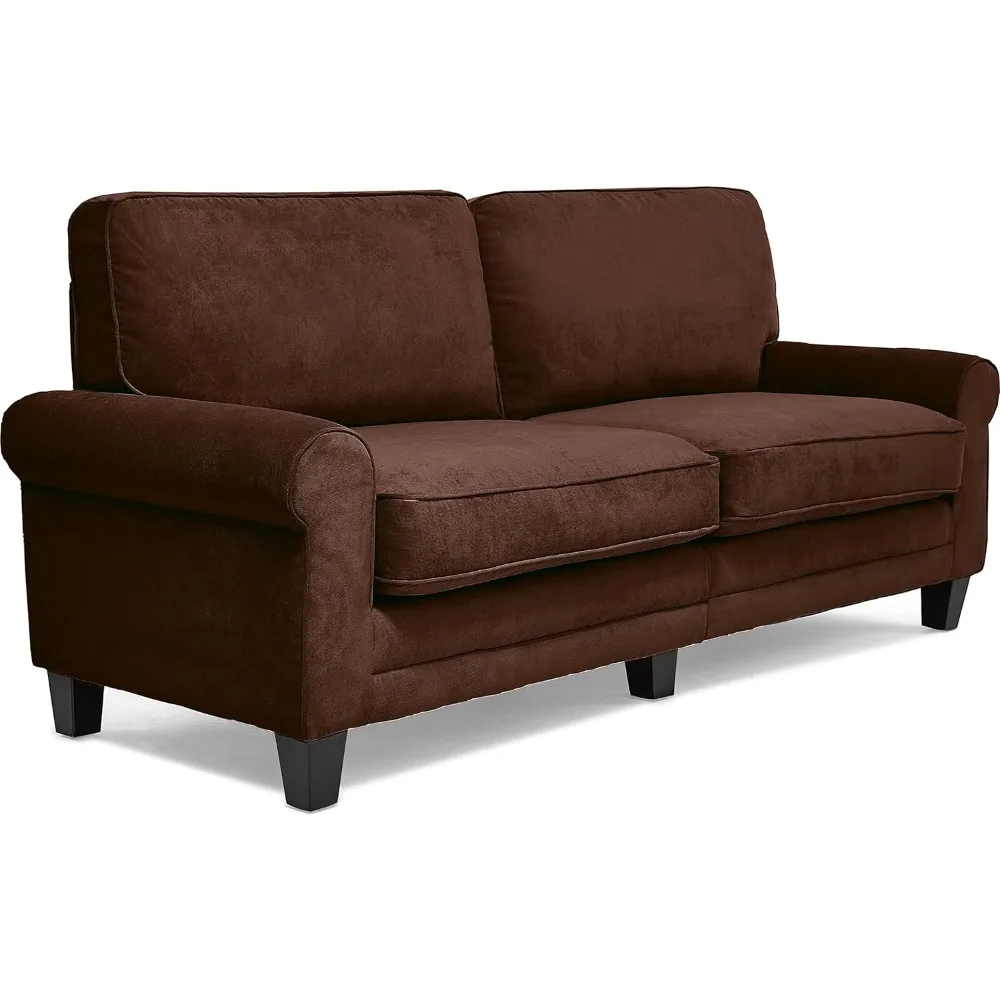 

Copenhagen 73" Sofa - Pillowed Back Cushions and Rounded Arms, Durable Modern Upholstered Fabric - Brown