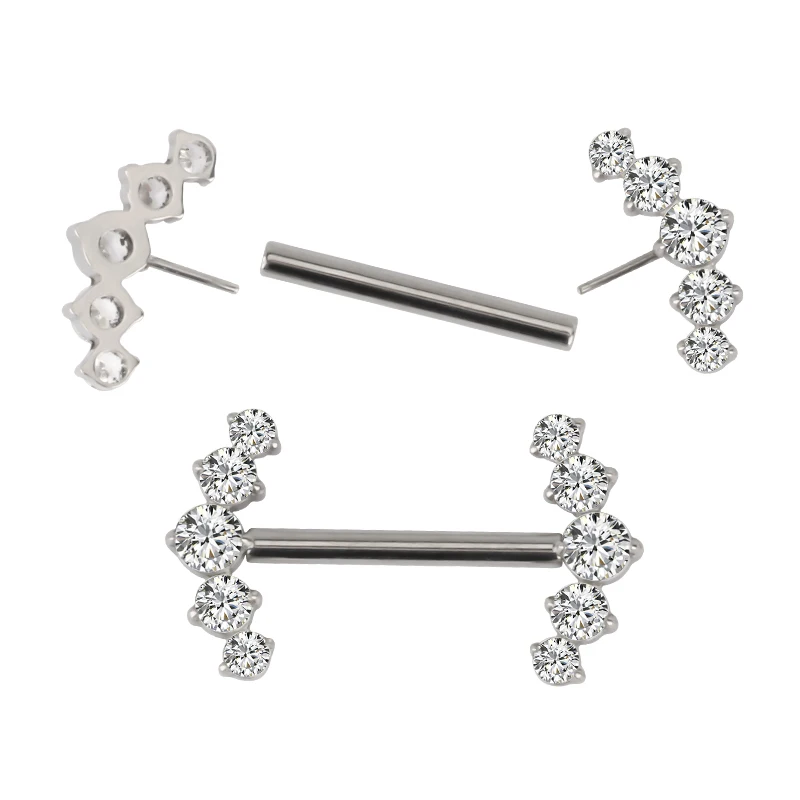 14G ASTM F136 Titanium Nipple Barbell Ring Piercing Jewelry Threadless Sexy Hot Cute Flower