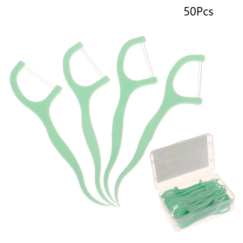 Portable Oral Cleaning Toothpick Floss Pick Disposable Bow Design Double Line Dental Floss Mint Carry-on Adult Teeth Oral Care
