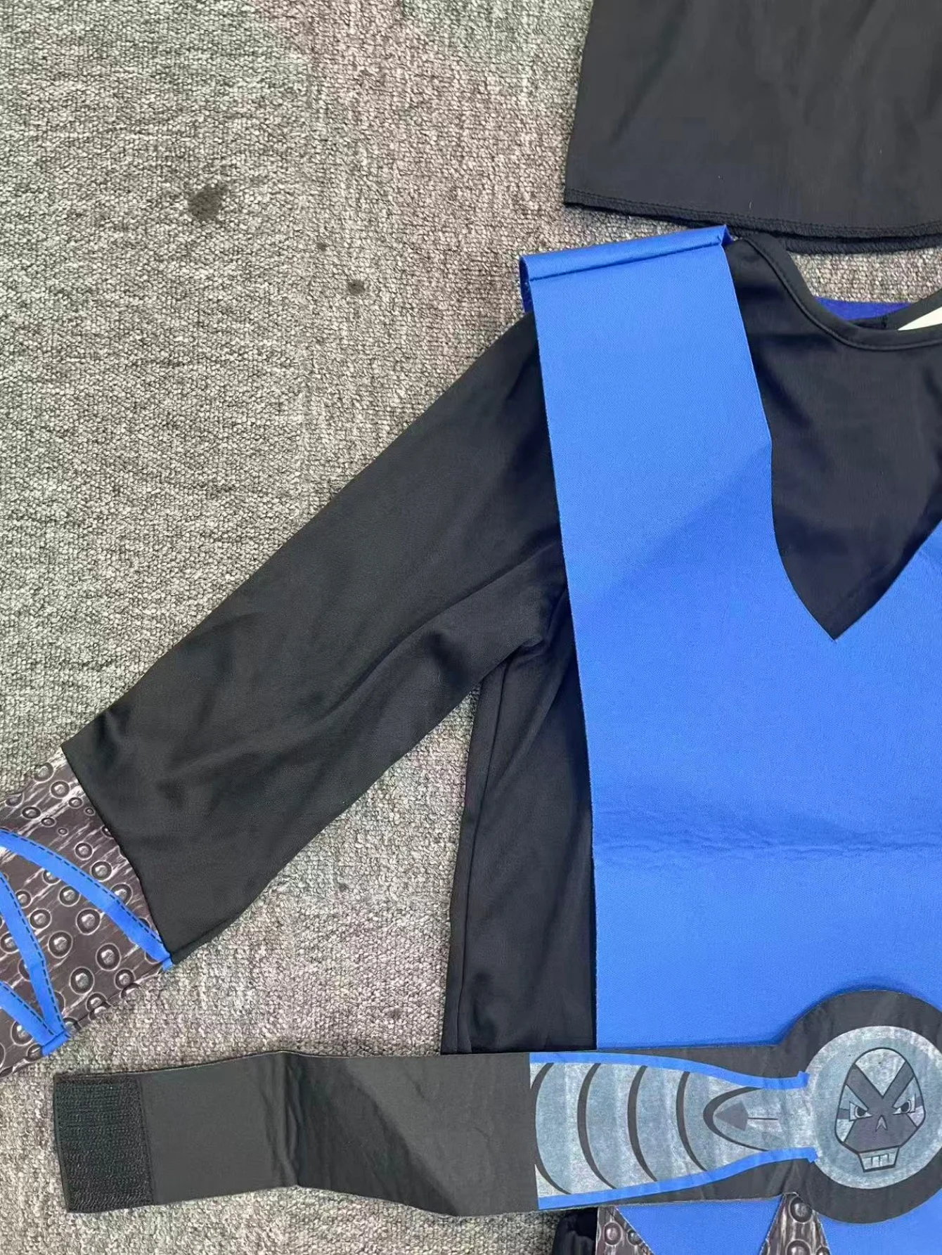 5Pcs Kids Blue Ninja Costume Set, Hood, Vest, Top, Pants & Belt For Halloween Cosplay