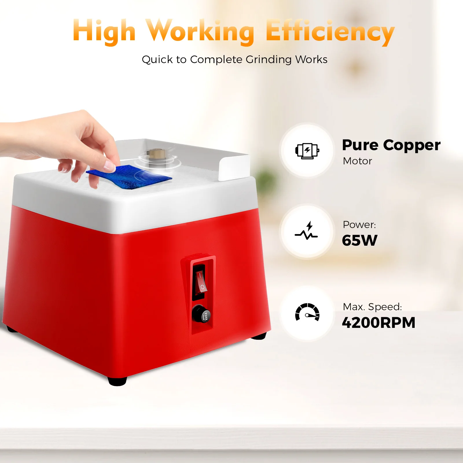 65W Stained Glass Grinder, Portable Electric Mini Grinder, Polish Hard Materials Machine for Glass&Ceramics&Jade&Stone