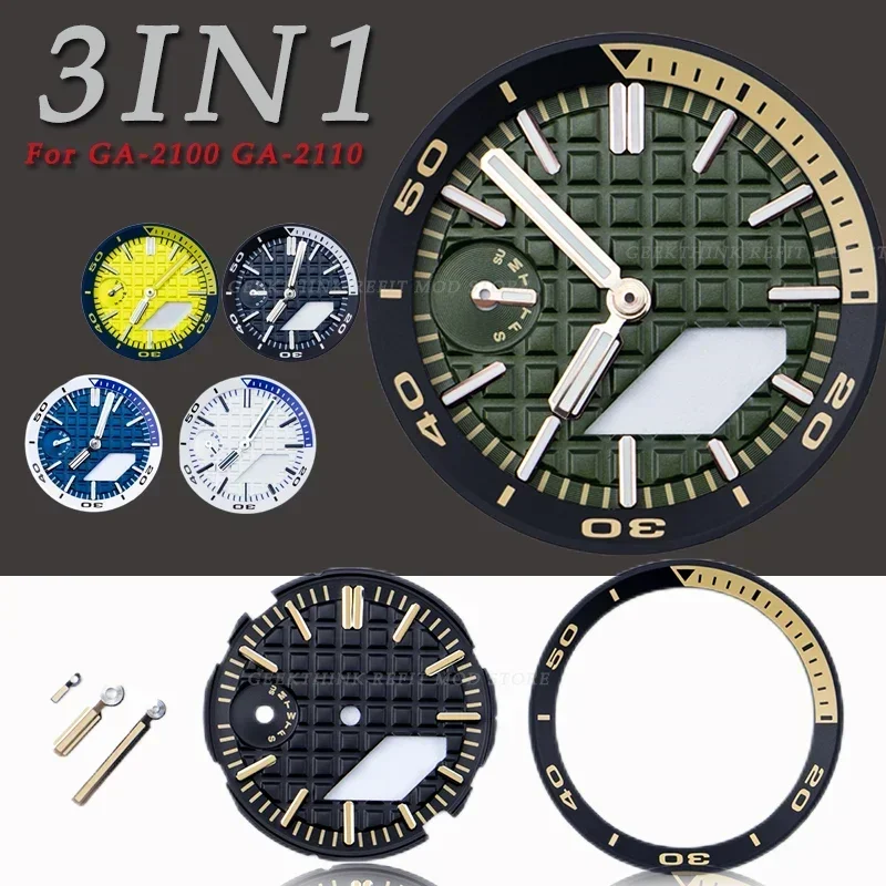 Modification Watch Dial For GA2100 GA2110 GA-2100 Luminous Hands Watch Part Dial 3in1 For GA-2110 Set Hour Marker DIY Watch Dial