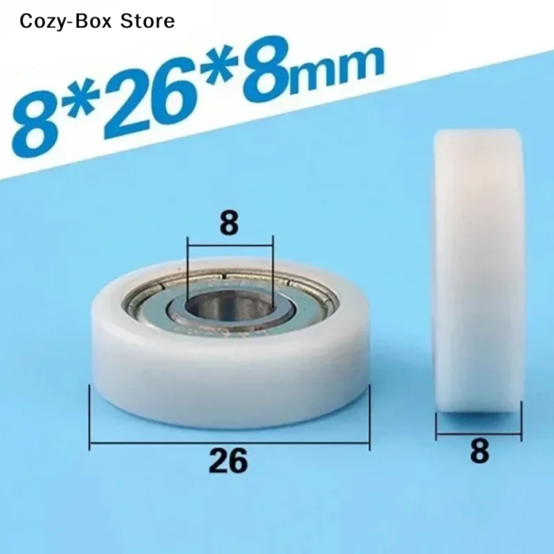 [ZY]1Pc 8*26*8mm Rubber Covered Small Wheels 608ZZ Bearings Flat Rollers POM Rubber Covered Plastic Pulley Bearings[ZY]