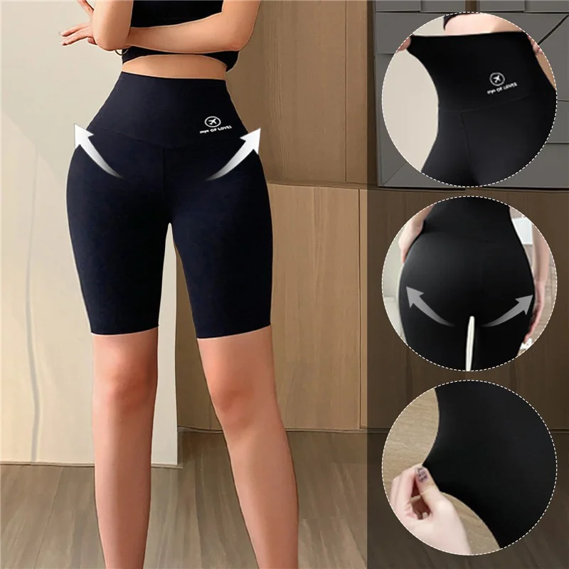 Sports Short Leggings Gym Fitness Push Up Shorts Women Yoga Slim Fit Half Pants Elastic High Waist Summer Thin Workout Tights