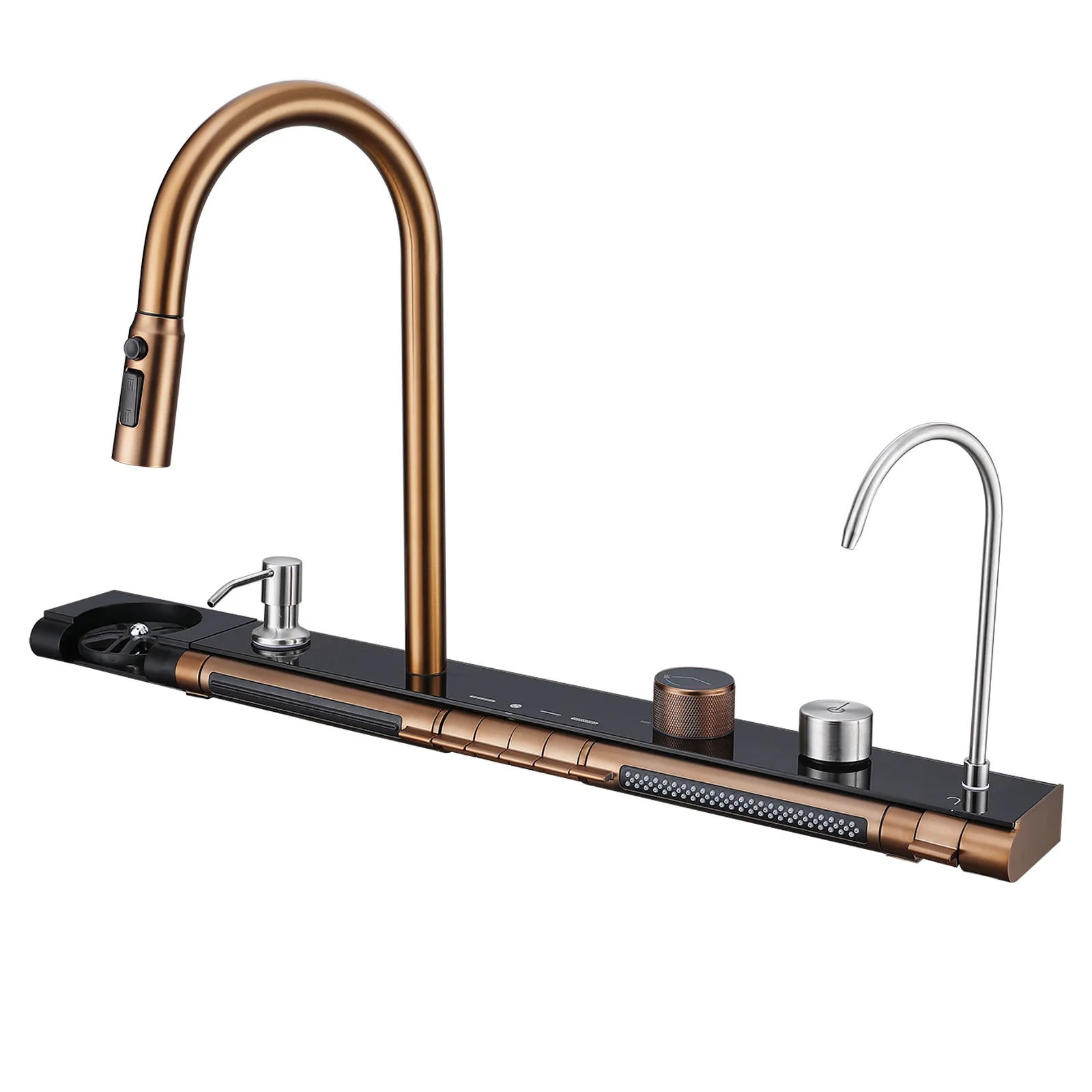 Brushed Rose Gold Kitchen Faucet Multi-functional Kitchen Large Single Slot Household Kitchen Sink Vegetable Basin Set