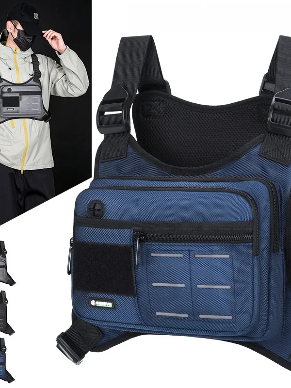 戦術的なバックパックメンズカジュアルファッションチェストバッグ作業服ウエストバッグ機能的なベストバッグレジャー個性バッグベストバッグ