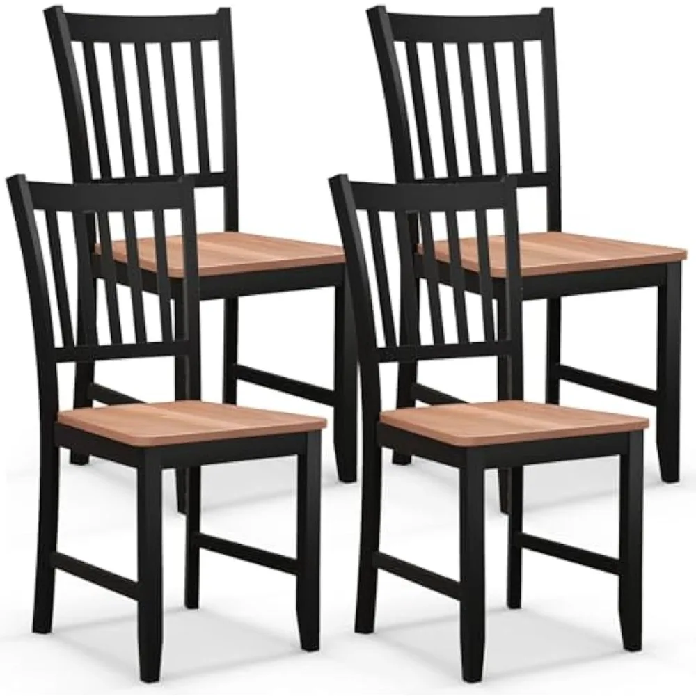 Dining Chairs Set of 4, Mid Century Modern Dining Room Chairs with Solid Rubber Wood Legs and Curved Backrest, Kitchen Chairs f
