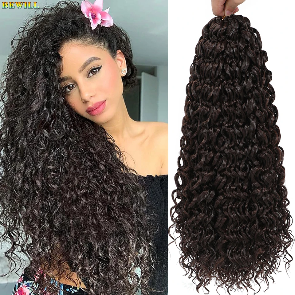 BEWILL GoGo Curl Häkelhaar 14 18 Zoll Wasserwelle Strand Curl Häkelhaar Ombre Synthetische böhmische Zöpfe Haarverlängerungen 1B – Detail 11