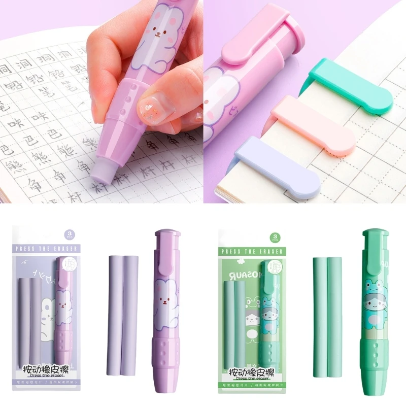 Borradores mecánicos retráctiles Borradores empujables dibujos animados Borradores lápiz para niña