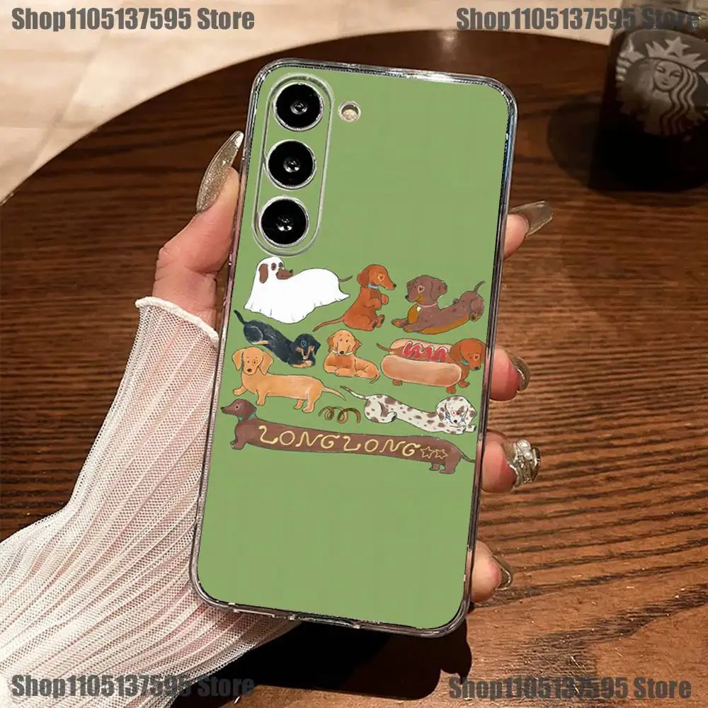 Dachshund Sausage Dog Puppy Phone Case For Samsung S30,23,21,22,20, FE lite,S10,9,8,7 PIus Note20ultra Soft Transparent
