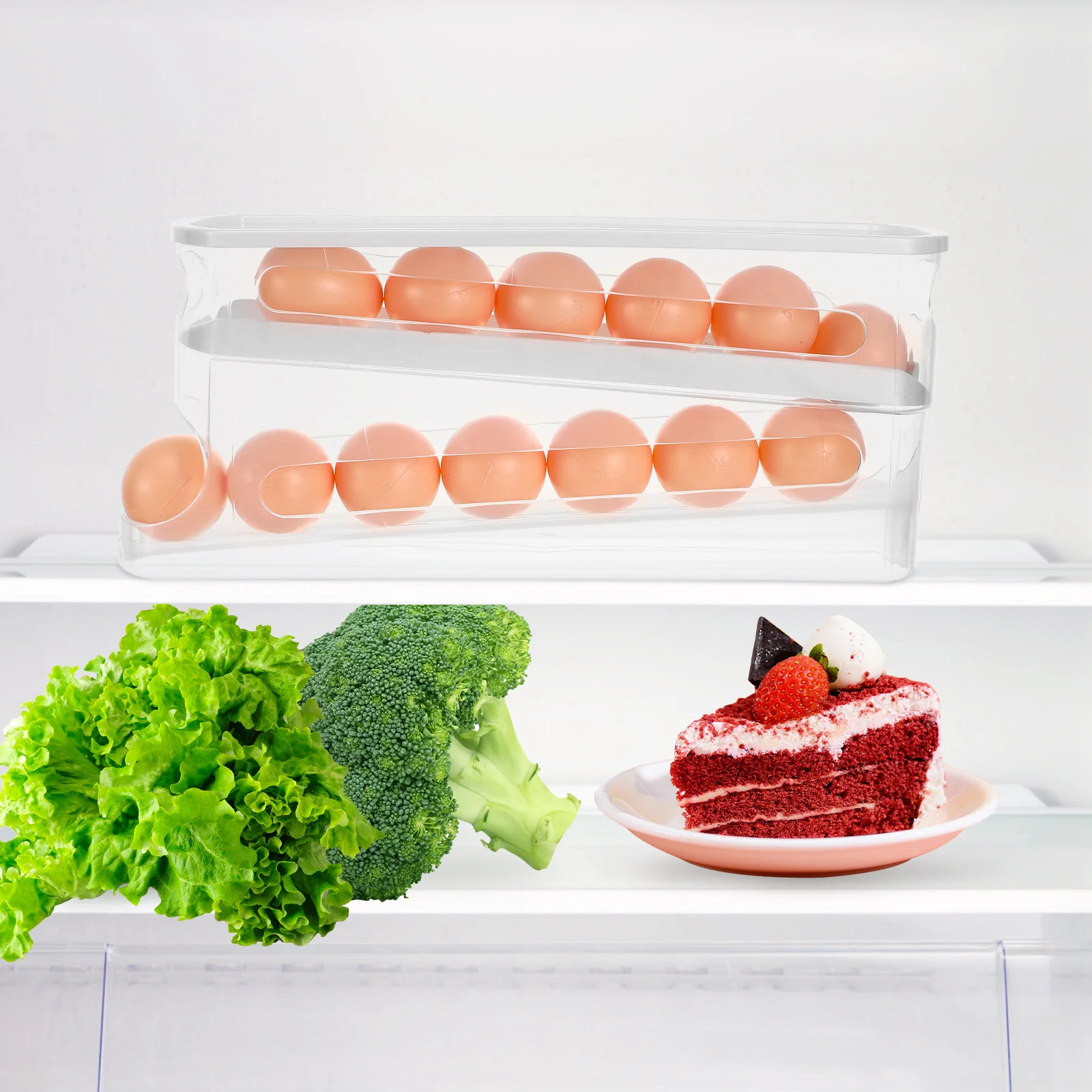 

Egg Dispenser Container for Refrigerator Automatic Roller Drawer Rolling Fridge Pp Travel