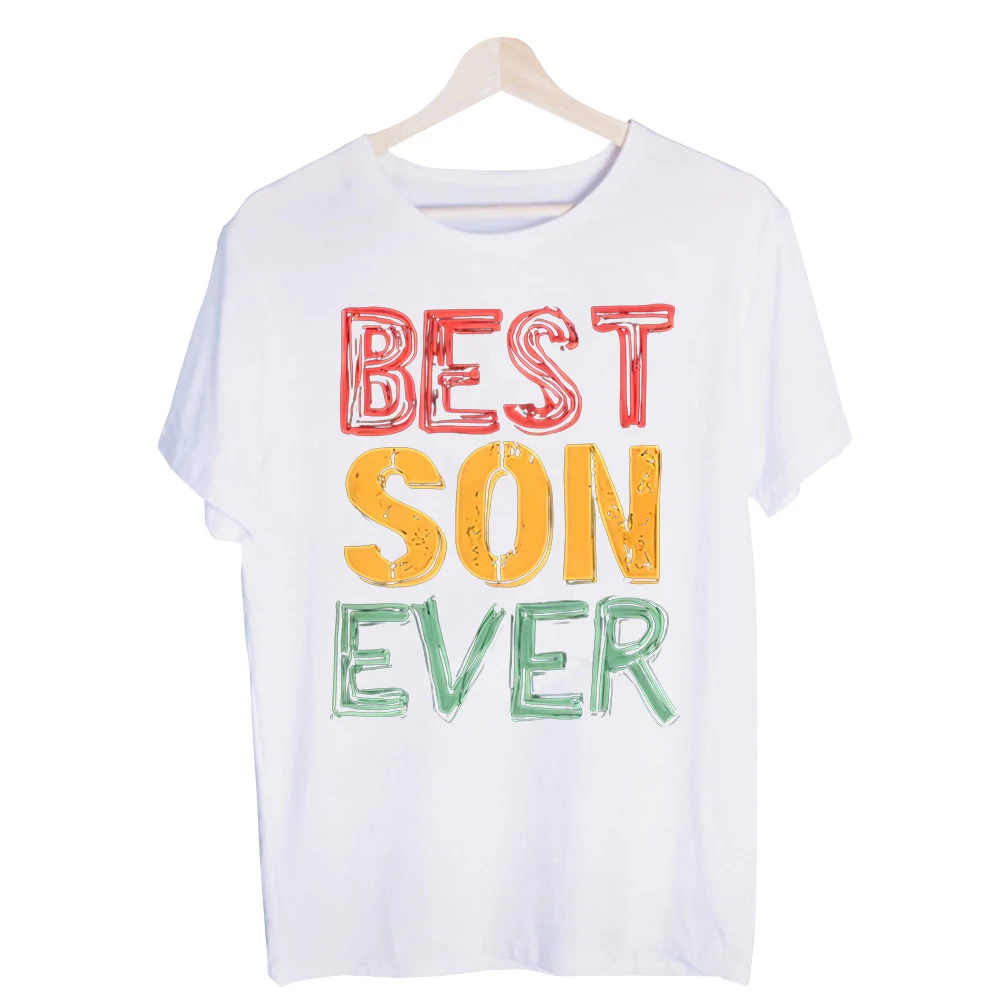 Men's "Best Son Ever" Typography Print Graphic Tee, Casual Short Sleeve Crew Neck T-Shirt for Daily Wear and Family Gatherings