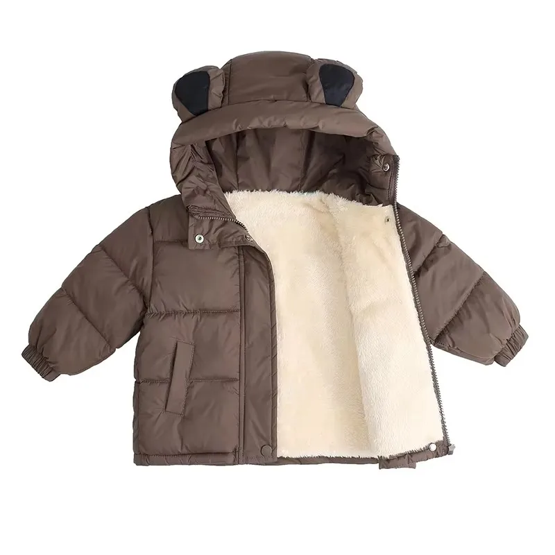 Thicken Jackets For Children Down Cotton Outerwear Cold Winter Plush Thick Coat For 2-8 Years Kids Boys Girls Cotton Warm Coats