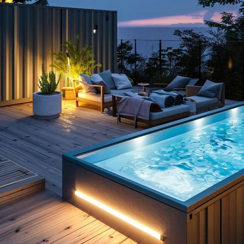 20ft 40ft Outdoor Fiberglass Shipping Container Pools House above Ground Swimming Pool with Window Pool Tools & Accessories