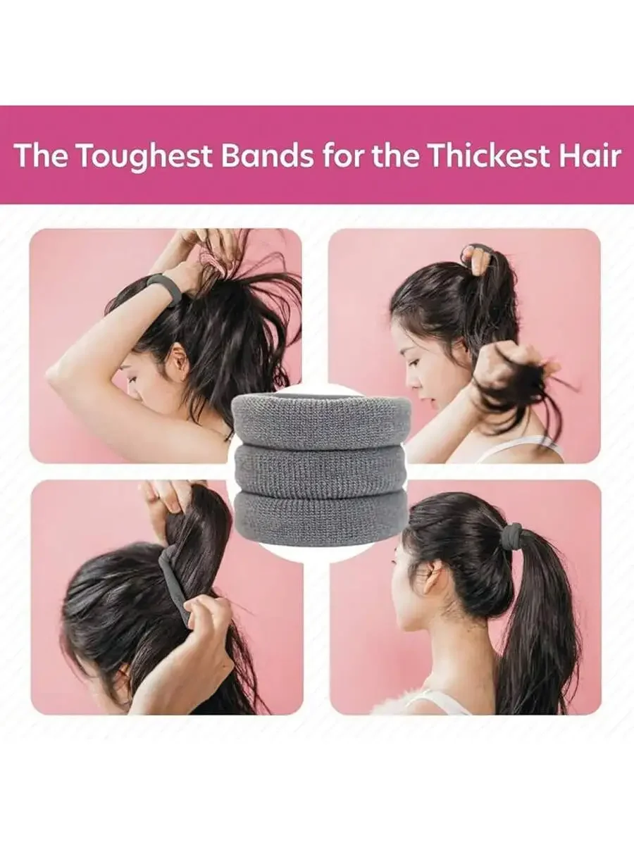 

Large Seamless Hair Ties For Thick Curly Hair Non Slip Elastic Ponytail Scrunchies Gray 8 Pcs