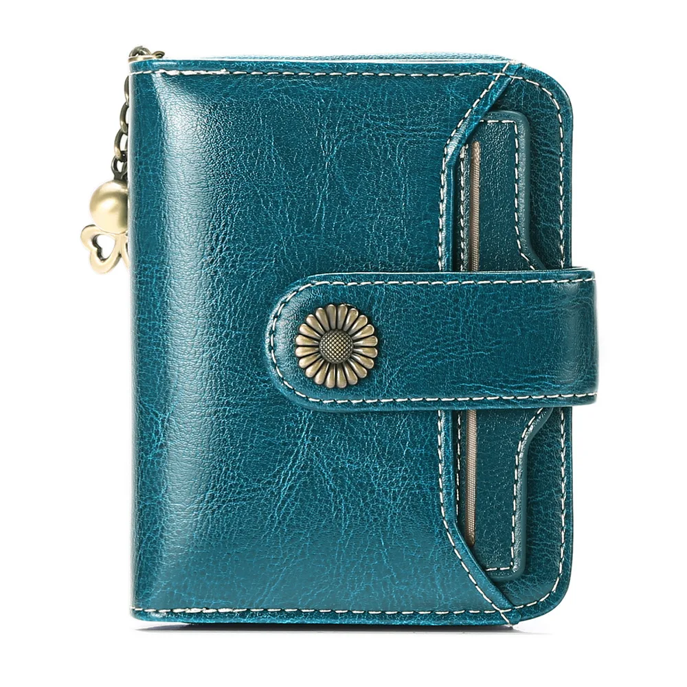 Genuine Leather Women's Wallet Short Fashion Multifunctional Mini Zipper Coin Purse Wallet Samll Card Holder Money Bag Designer