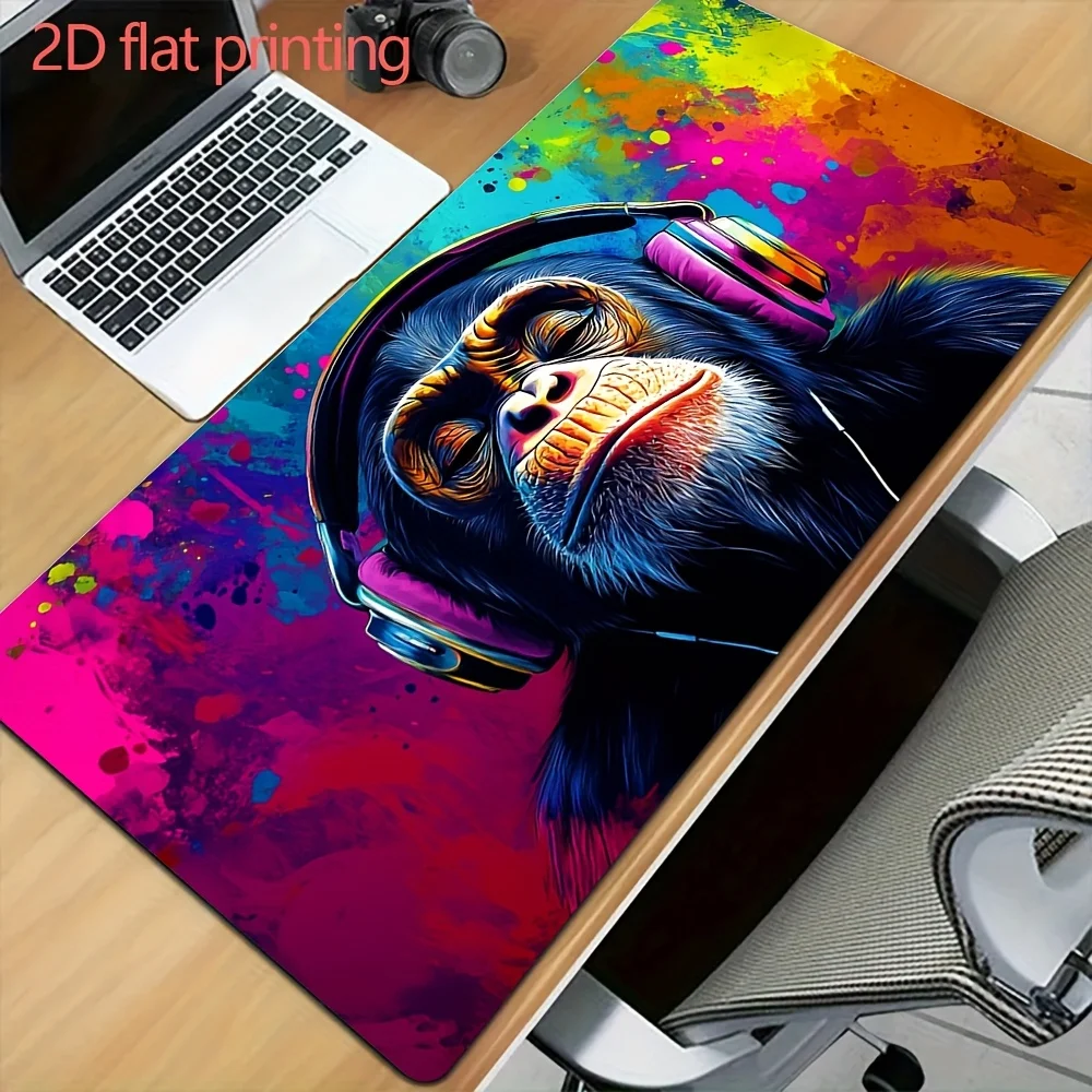 

Anti-slip rubber base mousepad with a monkey wearing headphones and anti-fatigue decoration is suitable for home and office use