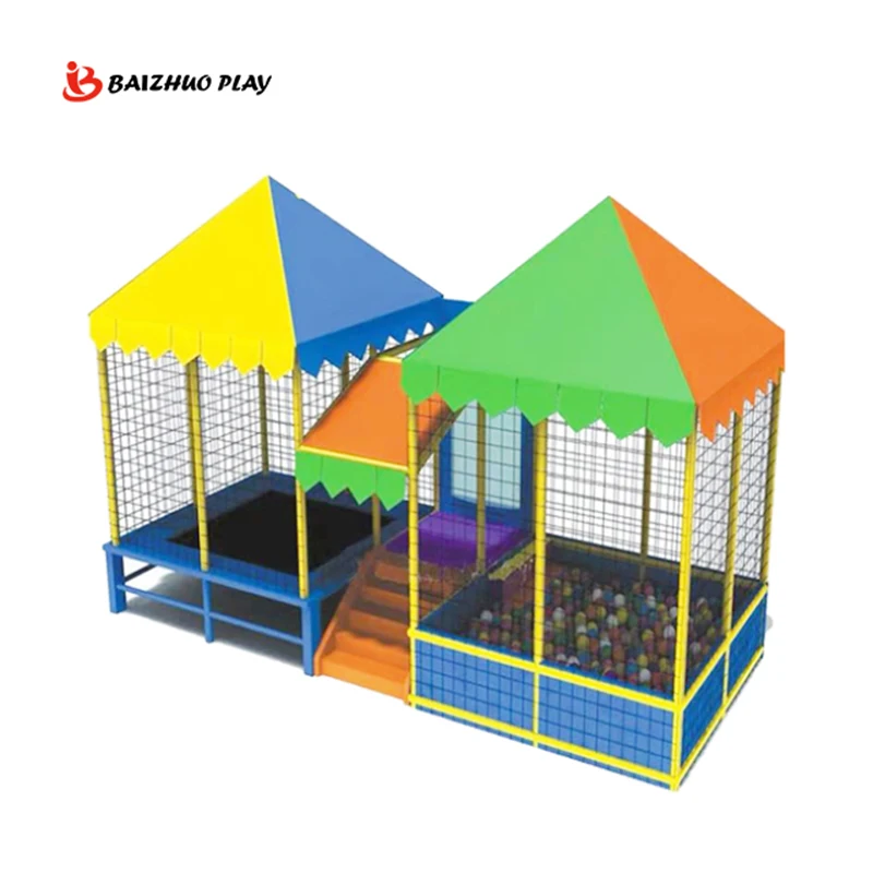 Kindergarten Kid Professional Indoor And Outdoor Trampoline Bed With Roof Children Adventure Physical Fitness Training Equipment