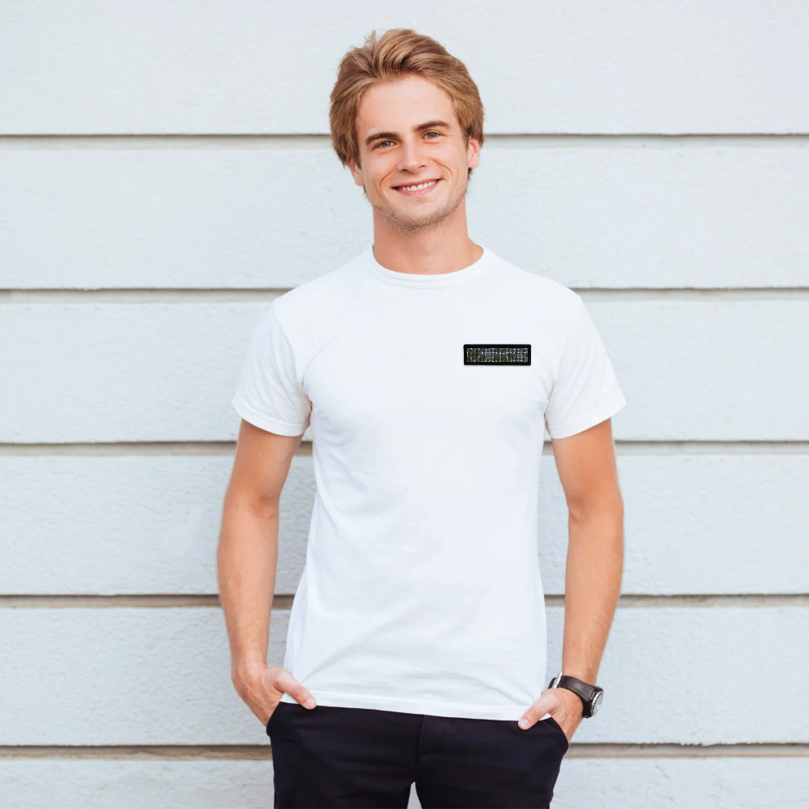 

USB Rechargeable LED Name Badge Programmable Scrolling LED Tag Sign Reusable Price Tag for Exhibitions Restaurants