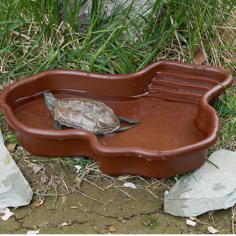 Household Turtle Bathtub Plastic Fish Tank Landscaping Ornaments Half-water Turtle Reptile Pet Bathing and Breeding Water Basin