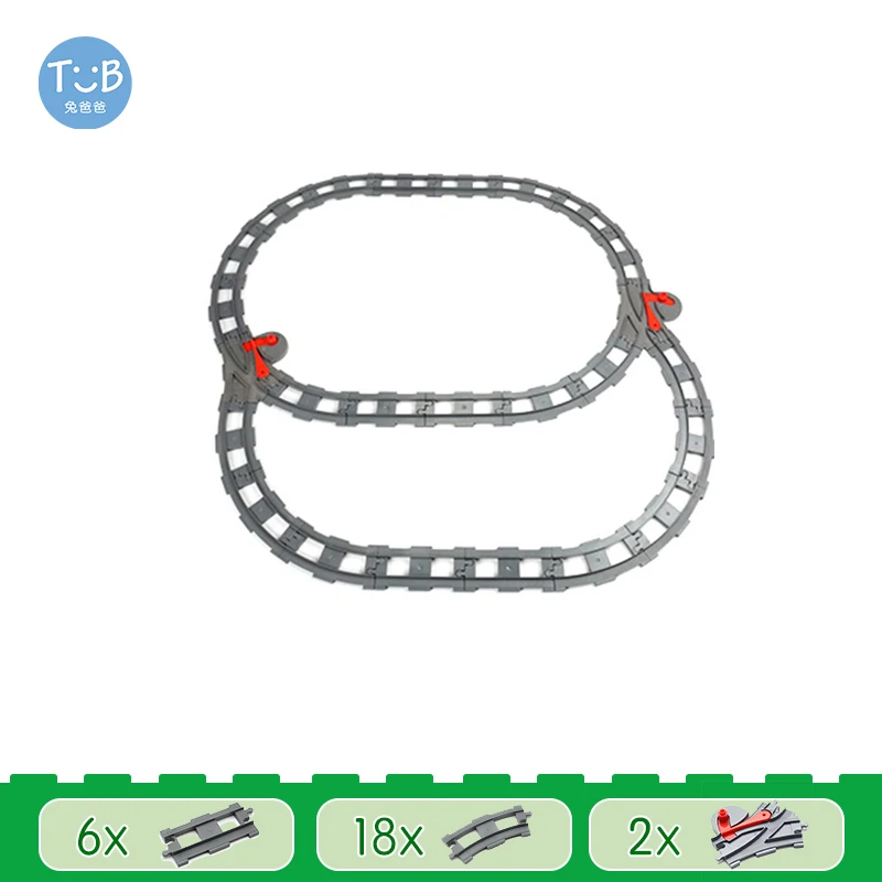 Treinspoorset Grote bouwstenen Stad Verkeerspooraccessoires Compatibel met DuploEGG DIY Bricks Speelgoed voor kinderen Cadeau